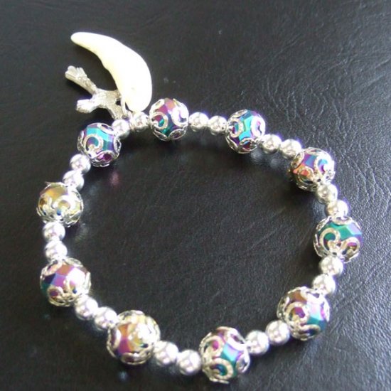 【表示現品】本物の牙ビーズブレスレット - 15622zhb