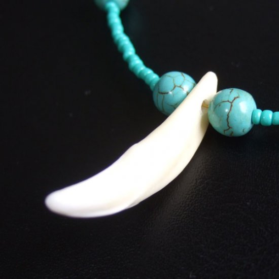 【表示現品】狼牙・ハウライトターコイズビーズネックレス - 15655zhb