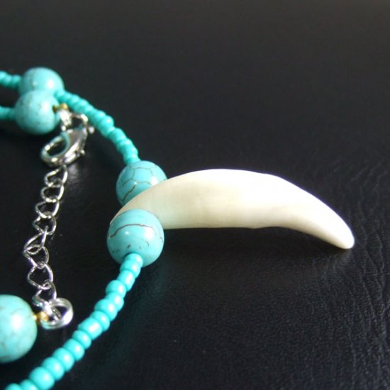 【表示現品】狼牙・ハウライトターコイズビーズネックレス - 15655zhb