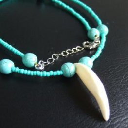 【表示現品】狼牙・ハウライトターコイズビーズネックレス - 15655zhb