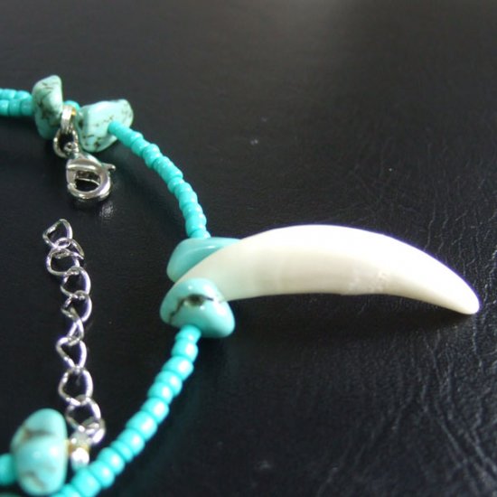 【表示現品】狼牙・ハウライトターコイズビーズネックレス - 15656zhb