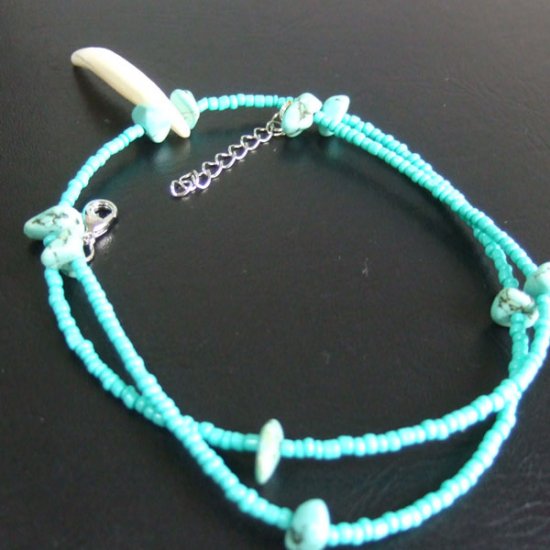 【表示現品】狼牙・ハウライトターコイズビーズネックレス - 15656zhb