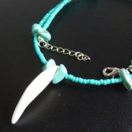 【表示現品】狼牙・ハウライトターコイズビーズネックレス - 15656zhb