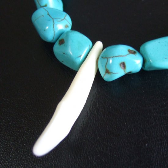 【表示現品】狼牙・ハウライトターコイズビーズネックレス - 15658zhb