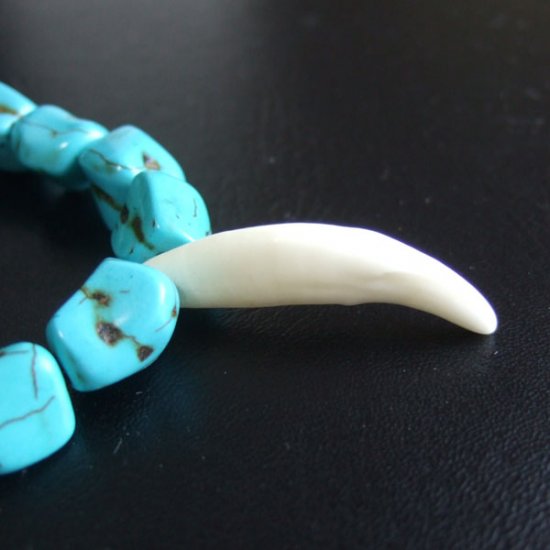 【表示現品】狼牙・ハウライトターコイズビーズネックレス - 15658zhb