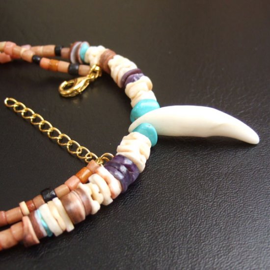 【表示現品】狼牙・ビーズネックレス - 15660zhb