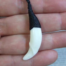 【表示現品】狼牙編み込みネックレス＜黒色　中サイズ＞ - WTN-15039