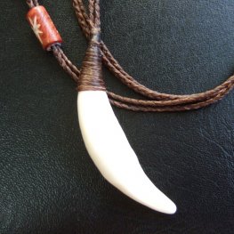 【表示現品】狼牙編み込みネックレス＜こげ茶　中サイズ＞ - WTN15001