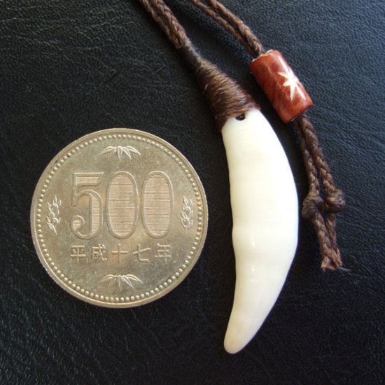 【表示現品】狼牙編み込みネックレス＜こげ茶　中サイズ＞ - WTN15001