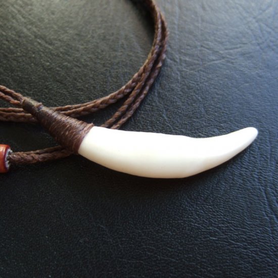 【表示現品】狼牙編み込みネックレス＜こげ茶　中サイズ＞ - WTN15001