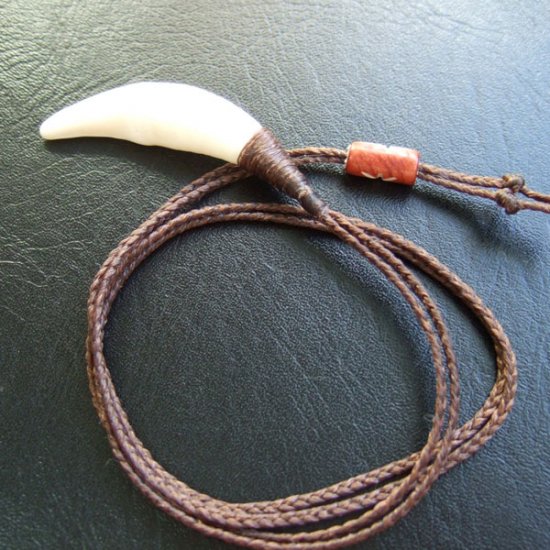 【表示現品】狼牙編み込みネックレス＜こげ茶　中サイズ＞ - WTN15001