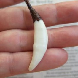 【表示現品】狼牙編み込みネックレス＜こげ茶　中サイズ＞ - WTN15001