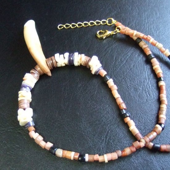 【表示現品】狼牙・ビーズネックレス - WTN-15029