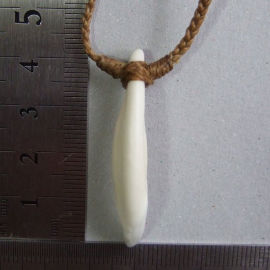 【表示現品】狼牙編み込みネックレス縦型＜カーキ　中サイズ＞ - WTN-15051