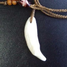 【表示現品】狼牙編み込みネックレス＜カーキコード中サイズ＞ - WTN-15071