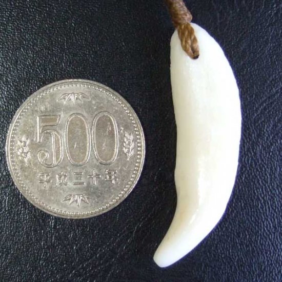 【表示現品】狼牙編み込みネックレス＜カーキコード中サイズ＞ - WTN-15071