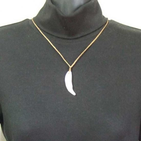 【表示現品】狼牙編み込みネックレス＜カーキコード中サイズ＞ - WTN-15071