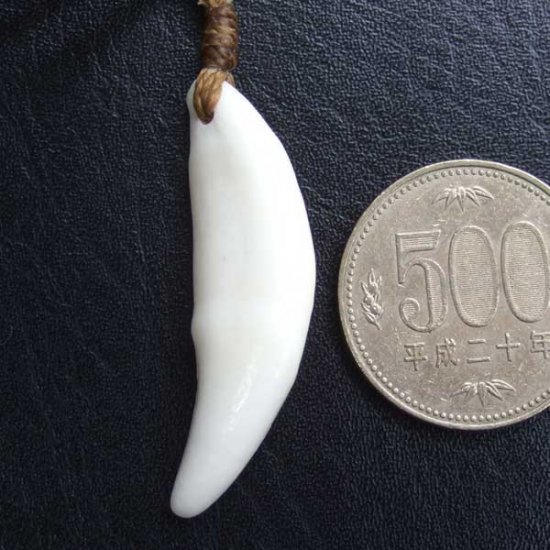 【表示現品】狼牙編み込みネックレス＜カーキコード　中サイズ＞ - WTN-15090