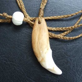 【訳あり現品】狼牙編み込みネックレス<カーキコード 中サイズ> - WTN-15092 【訳あり現品】狼牙編み込みネックレス<カーキコード 中サイズ> - WTN-15092